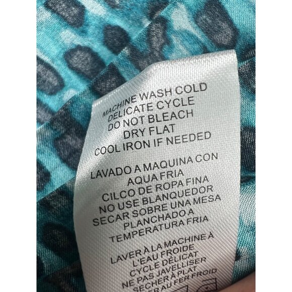 Nina Leonard Womens Long Sleeve Mixed Media Dress Teal Multi Size Small - Picture 11 of 15